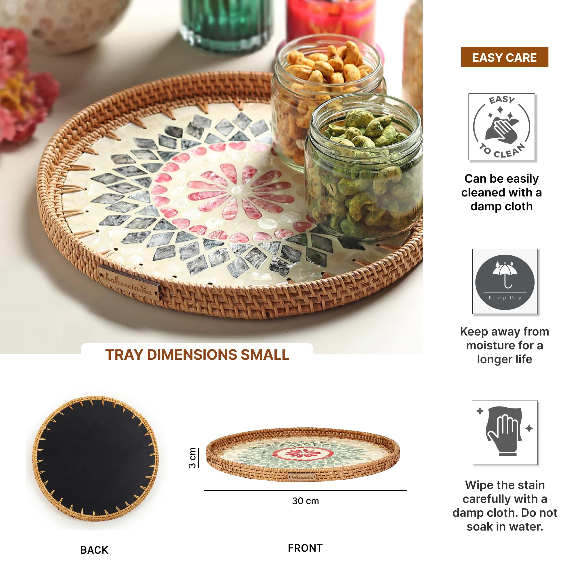Habere India-All The Cultures Fabricating India Decorative Tray | Multipurpose Trays | Wooden Tray | Wooden Tray For Decoration